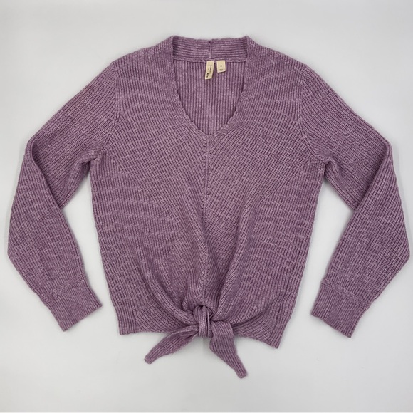 Anthropologie MOTH NWOT Freeport Tie Front Sweater Lavender Purple V Neck XS - Picture 16 of 16